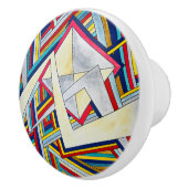 Criss Cross-Modern Bauhaus Geometric Muster Keramikknauf (Rechts)