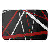 Criss quere rote und weiße Linien auf schwarzem Badematte (Vorderseite)