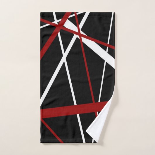 Criss quere rote und weiße Linien auf schwarzem Badhandtuch Set (Handtuch)