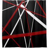 Criss quere rote und weiße Linien auf schwarzem Duschvorhang (Vorderseite)