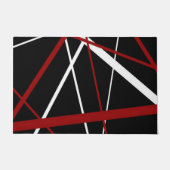 Criss quere rote und weiße Linien auf schwarzem Fußmatte (Vorderseite)