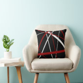 Criss quere rote und weiße Linien auf schwarzem Kissen (Stuhl )