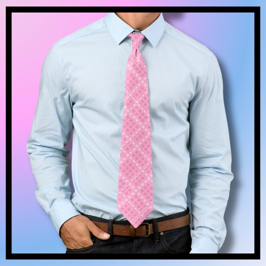 Crisscross Gingham Karo Pink und White Necktie Krawatte