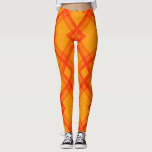 Crisscrossed Happy Red & Yellow/Orange Karos Leggings