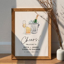 CRISTAL Bubbles and Brews Couples Duschzeichen Poster