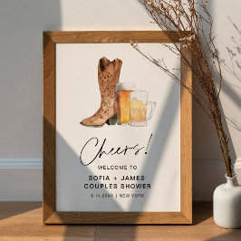 CRISTAL Stiefel and Brews Couples Duschzeichen Poster