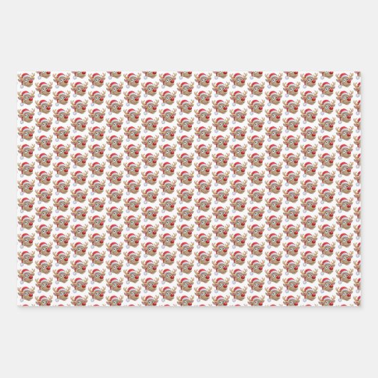 Cristmas Reindee Rosa Weihnachten Geschenkpapier Set (Vorderseite 3)