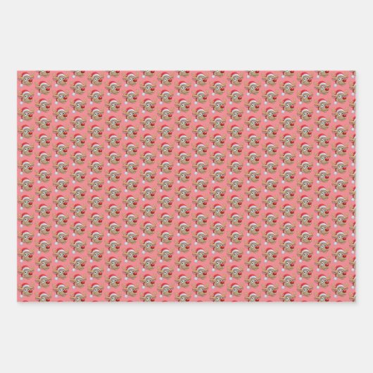 Cristmas Reindee Rosa Weihnachten Geschenkpapier Set (Vorderseite 2)