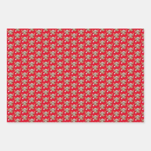 Cristmas Reindee Rosa Weihnachten Geschenkpapier Set (Vorderseite)