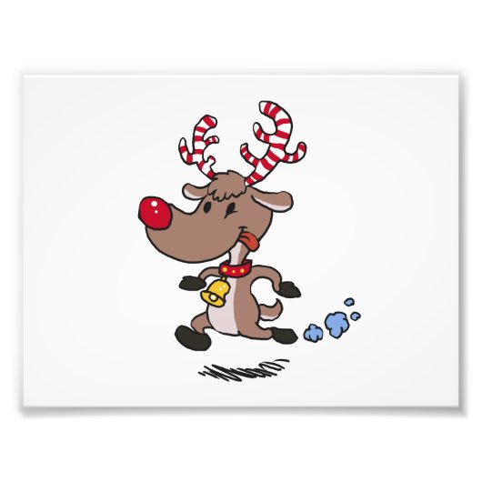 Cristmas Rentier läuft | Hintergrundfarbe auswähle Fotodruck (Vorne)