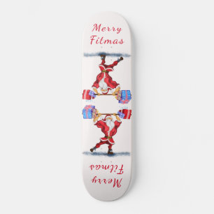 Cristmas Skateboard Geschenk Bodybuilder Santa - S