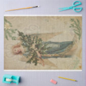 Cristmas Vintag Angel Holding Weihnachtsbaum Seidenpapier (Basteln)