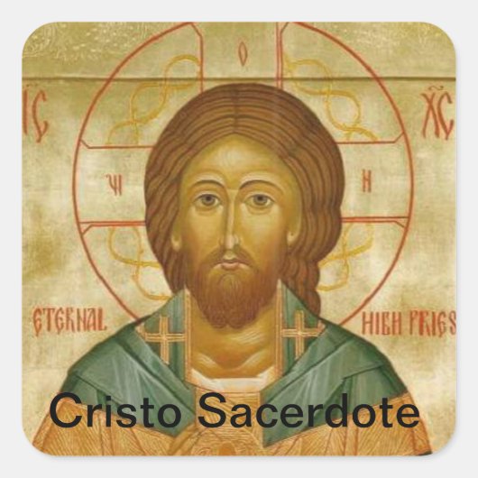 Cristo Sacerdote Quadratischer Aufkleber (Vorderseite)