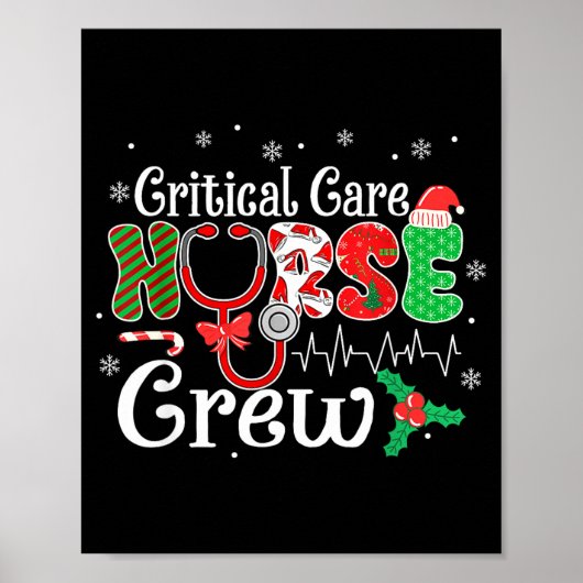 Critical Care Nurse Crew Stethoscope Santa Hat Chr Poster (Vorne)
