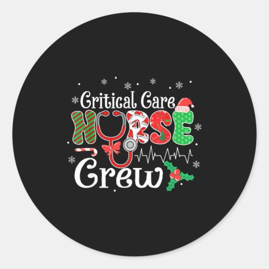Critical Care Nurse Crew Stethoscope Santa Hat Chr Runder Aufkleber (Vorderseite)