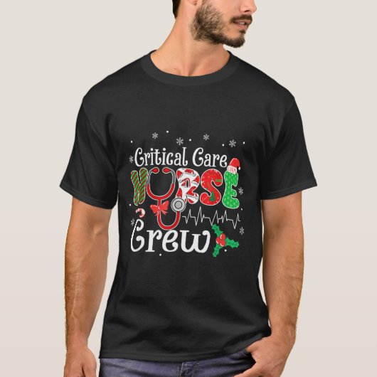 Critical Care Nurse Crew Stethoscope Santa Hat Chr T-Shirt (Vorderseite)