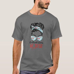 Critical Care Pflege Kurse Messy Bun Liebe Herz St T-Shirt