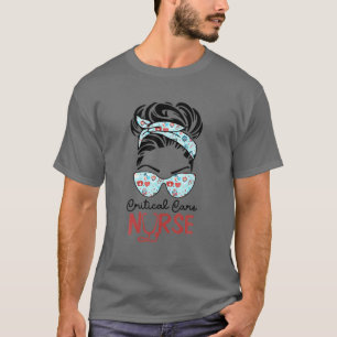 Critical Care Pflege Kurse Messy Bun Liebe Herz St T-Shirt