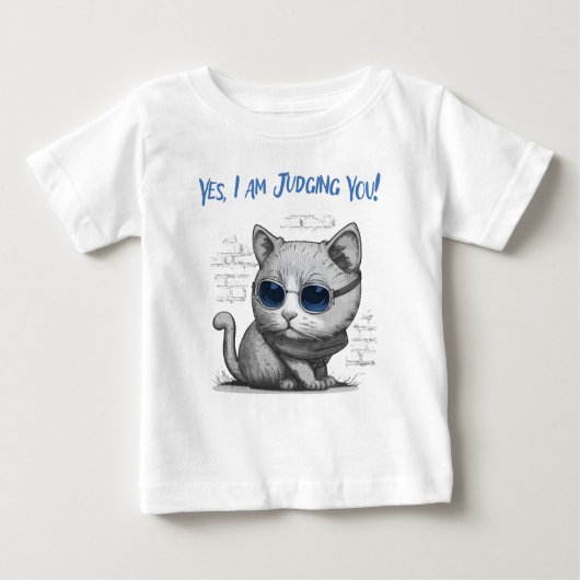 Critical Cat Judging You Blue Text Baby T-shirt (Vorderseite)