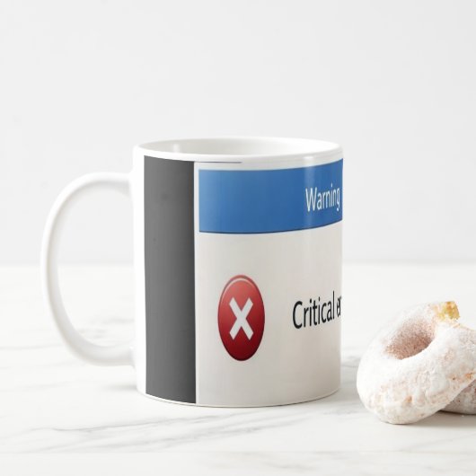 Critical Error — Retro Windows Warning Boxes Graph Kaffeetasse (Mit Donut)