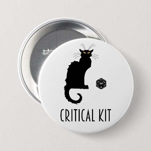 Critical Kit Funny Cat D20 RPG Tabletop Gaming Button (Vorne & Hinten)