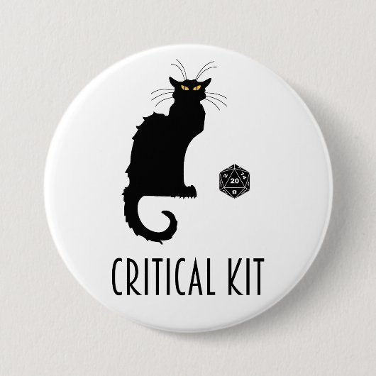 Critical Kit Funny Cat D20 RPG Tabletop Gaming Button (Vorderseite)