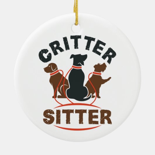 Critter Sitter Cute Pet Sitter Keramik Ornament (Hinten)