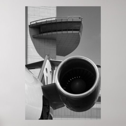 CRJ JFK Tower B&W Poster (Vorne)