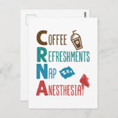 CRNA Kaffeespezialitäten Nickerchen Anästhesie Postkarte (Vorne/Hinten)