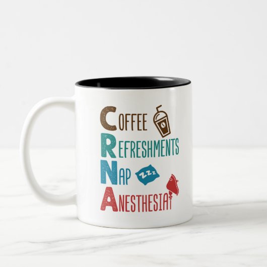 CRNA Kaffeespezialitäten Nickerchen Anästhesie Zweifarbige Tasse (Links)