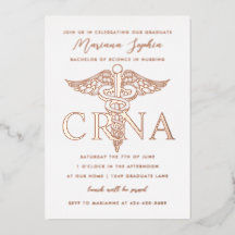 CRNA Krankenpflege Abschluss Gold Foil Einladung