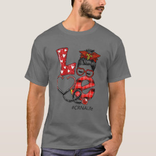 CRNA-Krankenschwester Kariert Leopard Liebe Herz U T-Shirt