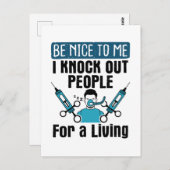 CRNA Nurse Anästhesist Anästhesist Knock Out Postkarte (Vorne/Hinten)