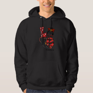 Crna Nurse Kariert Leopard Liebe Heart Messy Bun R Hoodie