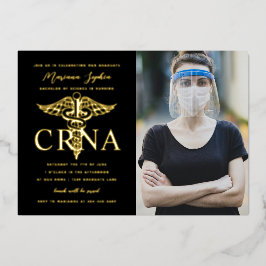 CRNA Nursing Abschluss Foto Gold Folieneinladung