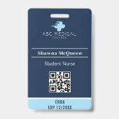 CRNA Student Nurse Practitioner Blue QR Code Foto Ausweis (Back)