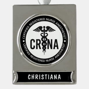 CRNA zertifizierter Krankenschwester Banner-Ornament Silber