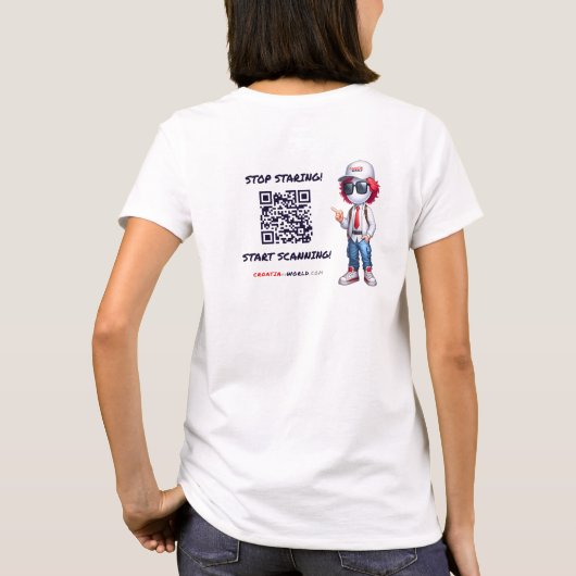 CRO@ - White QR Front & Back T-Shirt (Rückseite)