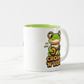 Croak 'N' Roll. Niedlicher Banjo Playing Frosch Ca Zweifarbige Tasse (VorderseiteRechts)
