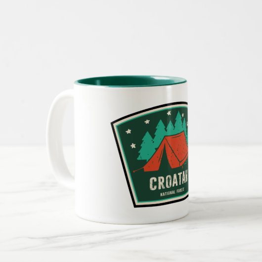 Croatan National Forest Camping Zweifarbige Tasse (Vorderseite Links)