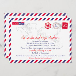 Croatia Air Mail Post Wedding Card Einladung