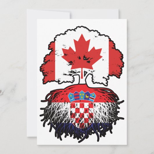 Croatia Croatian Canadian Canada Tree Roots Flag Einladung (Vorderseite)