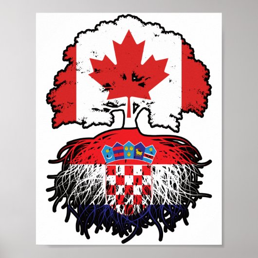 Croatia Croatian Canadian Canada Tree Roots Flag Poster (Vorne)