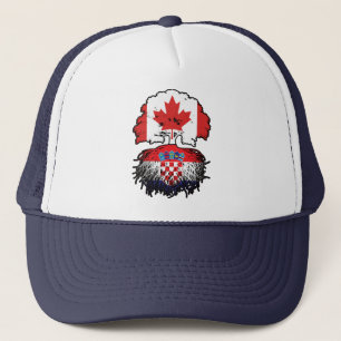 Croatia Croatian Canadian Canada Tree Roots Flag Truckerkappe