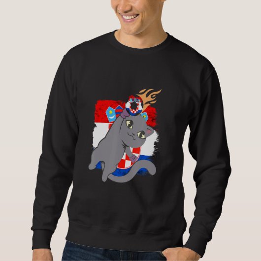 Croatia Croatian Flag Cat Croatian Pride Croatian Sweatshirt (Vorderseite)