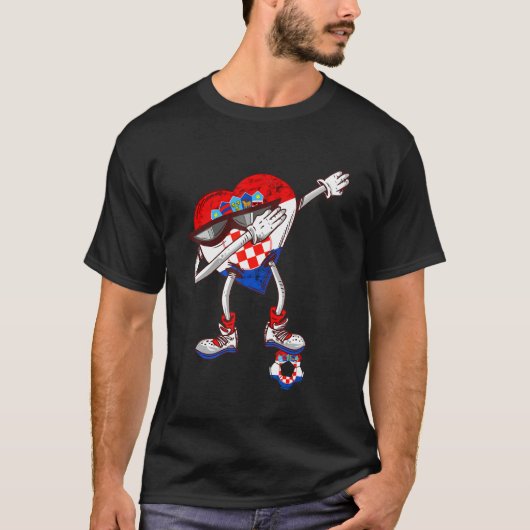 Croatia Dabbing Heart Hrvatska Soccer Team Croatia T-Shirt (Vorderseite)