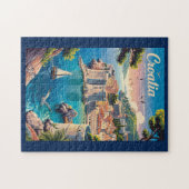 Croatia Dubrovnik Illustration Travel Art Vintage Puzzle (Horizontal)