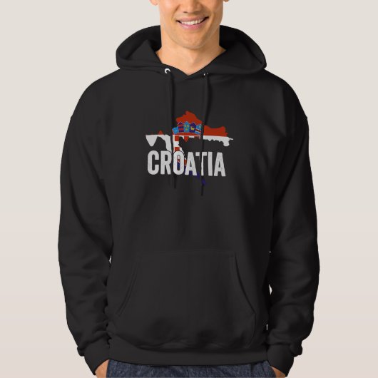 Croatia Flag and Map Vintage Croatian Roots Hoodie (Vorderseite)