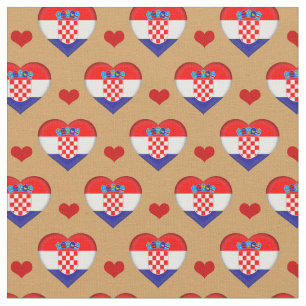 Croatia Flag & Red Heart mode Fabric / Kroatien Stoff