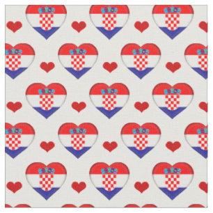 Croatia Flag & Red Heart mode Fabric / Kroatien Stoff